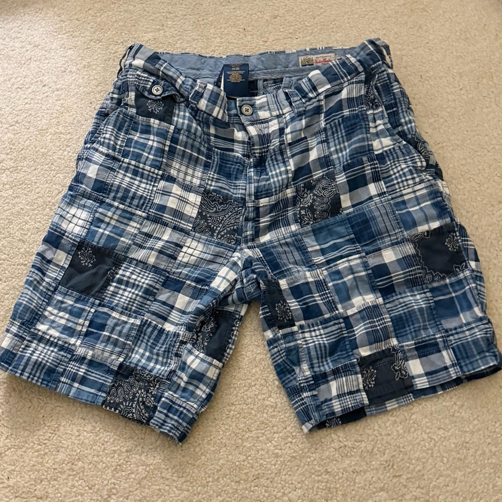 Polo by Ralph Lauren Blue and White Casual Plaid Shorts